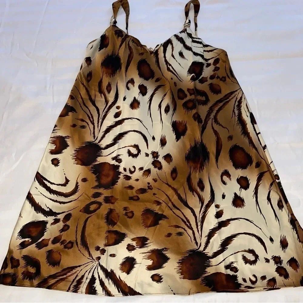 Vintage Valerie Stevens Leopard Print Slip Dress